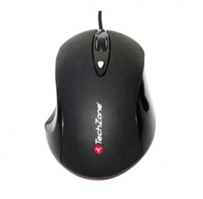 Mouse TECHZONE TZ16MOU01-ALA, Negro, 4 botones, Alámbrico, Óptico, 800/1200/1600 DPI